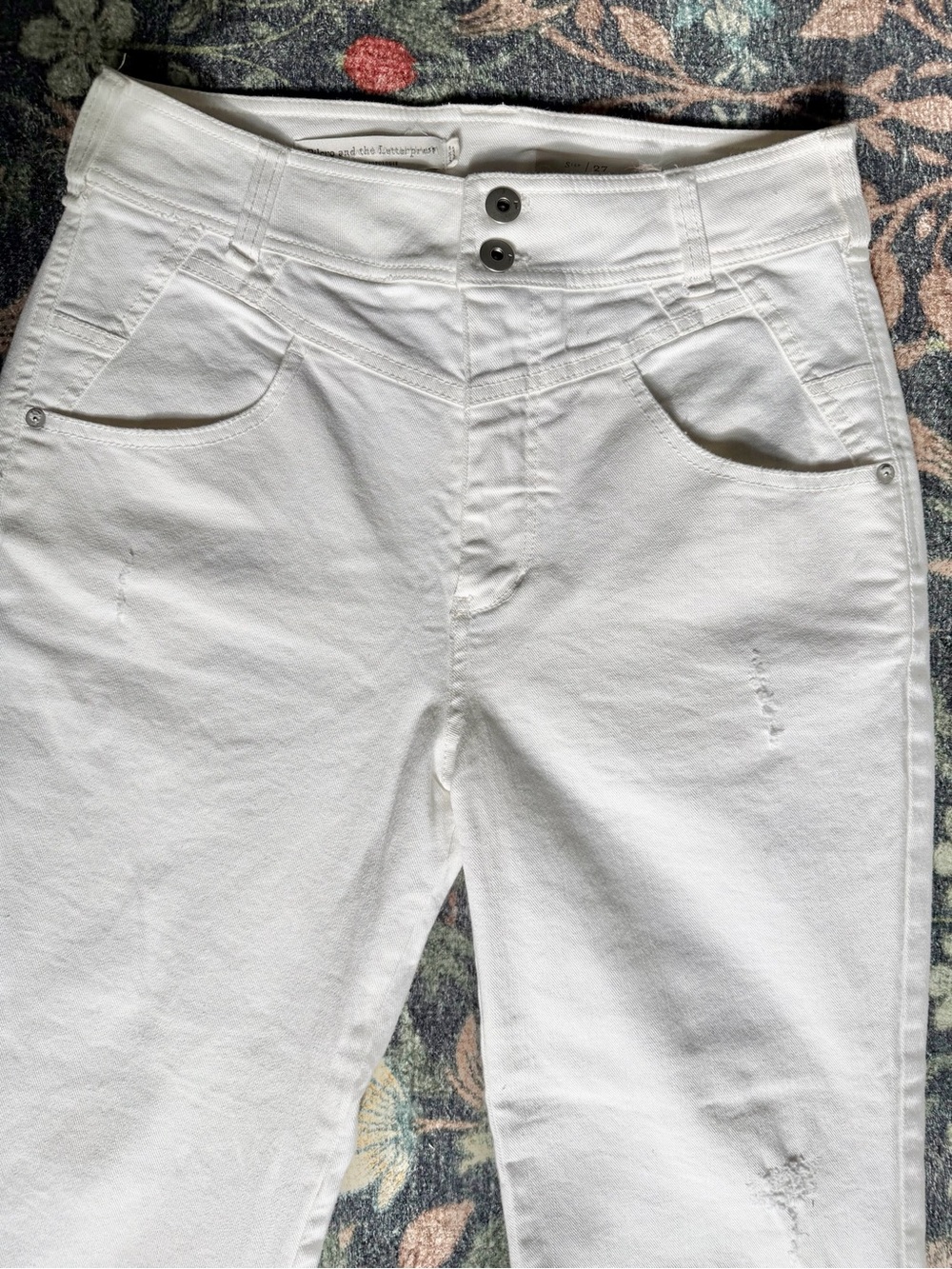 Anthropologie Pilcro White Yoke Waist Western Style Straight Leg Jeans 27 - Picture 2 of 11